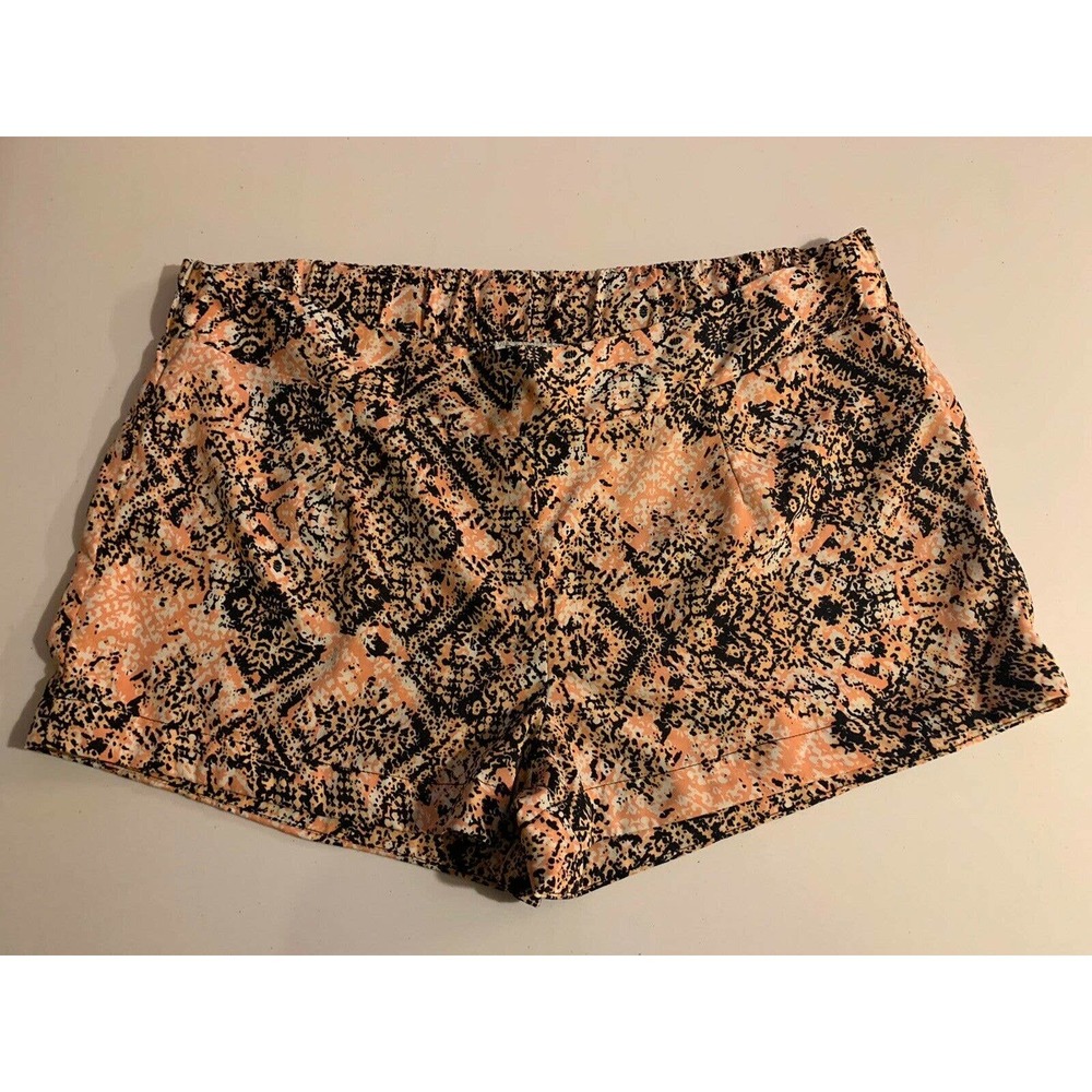 DIZZY GAL Women’s Pink Peach Black Print Elastic Waist Shorts Size Large